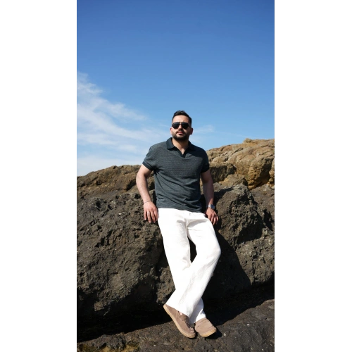 Örme Polo Yaka Tişört Siyah