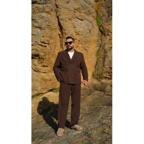 Oversize Kruvaze Takım Acı Kahve