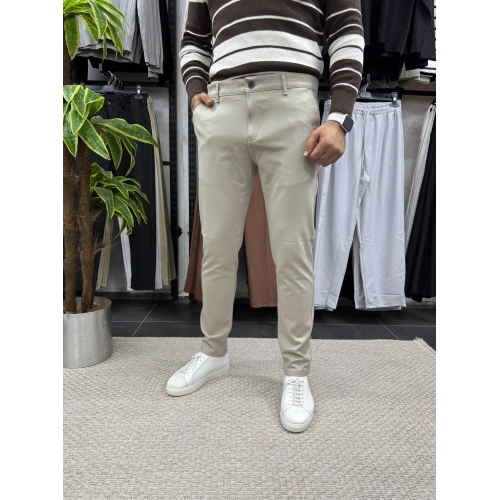 Kalın Kumaş Likralı Pantolon Bej