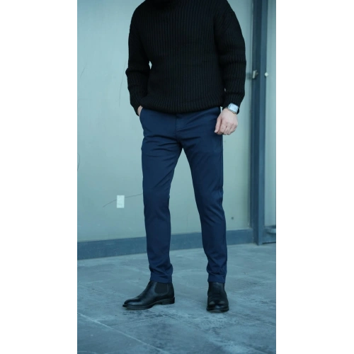 Kalın Kumaş Likralı Pantolon Lacivert