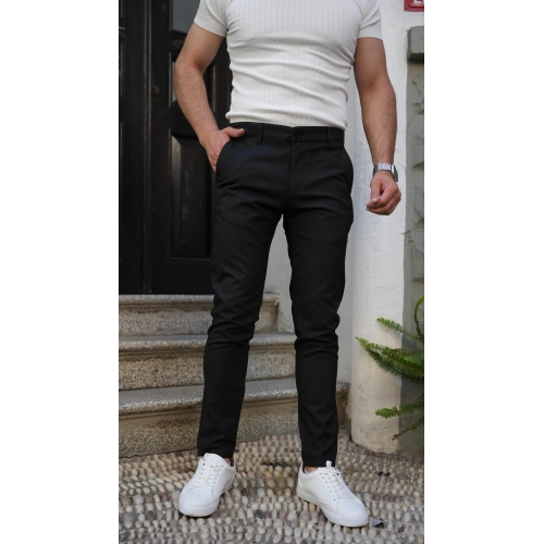 Slimfit Likralı Kumaş Pantolon Siyah