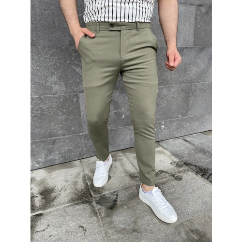 Slimfit Likralı Kumaş Pantolon Yeşil