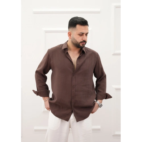 Tensel Gömlek Oversize Acı kahve-OTLT
