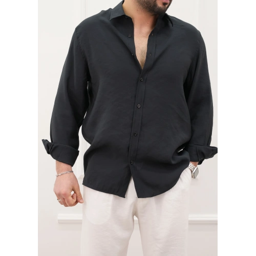 Tensel Gömlek Oversize Siyah-OTLT