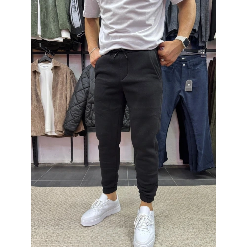 Üç İplik Paça Lastik Eşofman Siyah