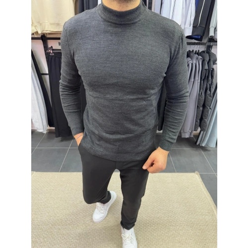 Yarım Boğazlı Triko Antrasit