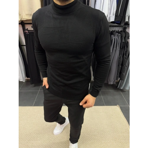 Yarım Boğazlı Triko Siyah