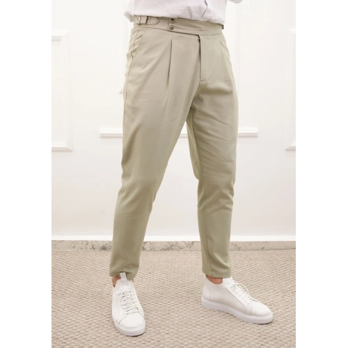 Yüksel Bel Gabardin Pantolon Yeşil