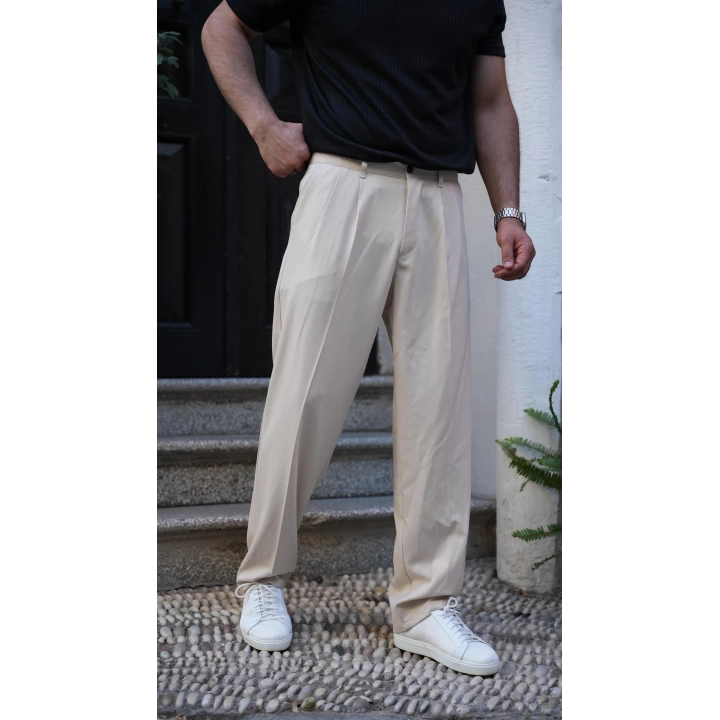 Baggy Kumaş Pantolon Bej