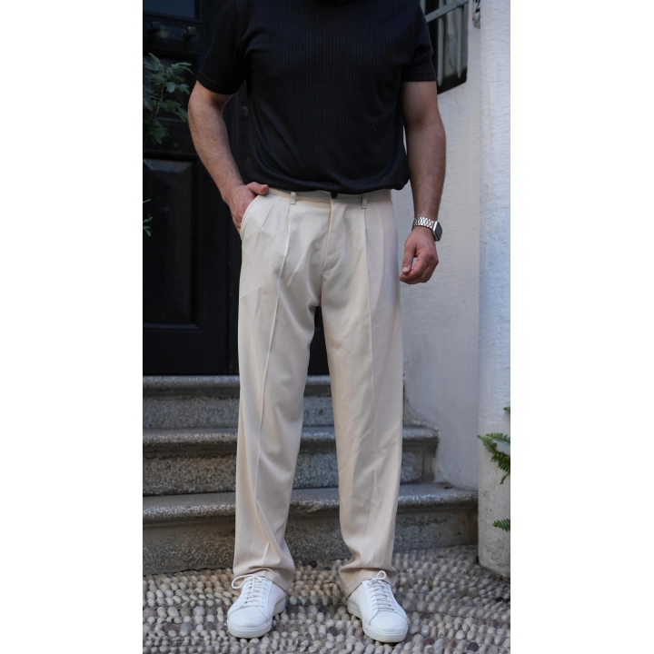 Baggy Kumaş Pantolon Bej