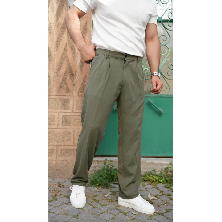Baggy Kumaş Pantolon Haki