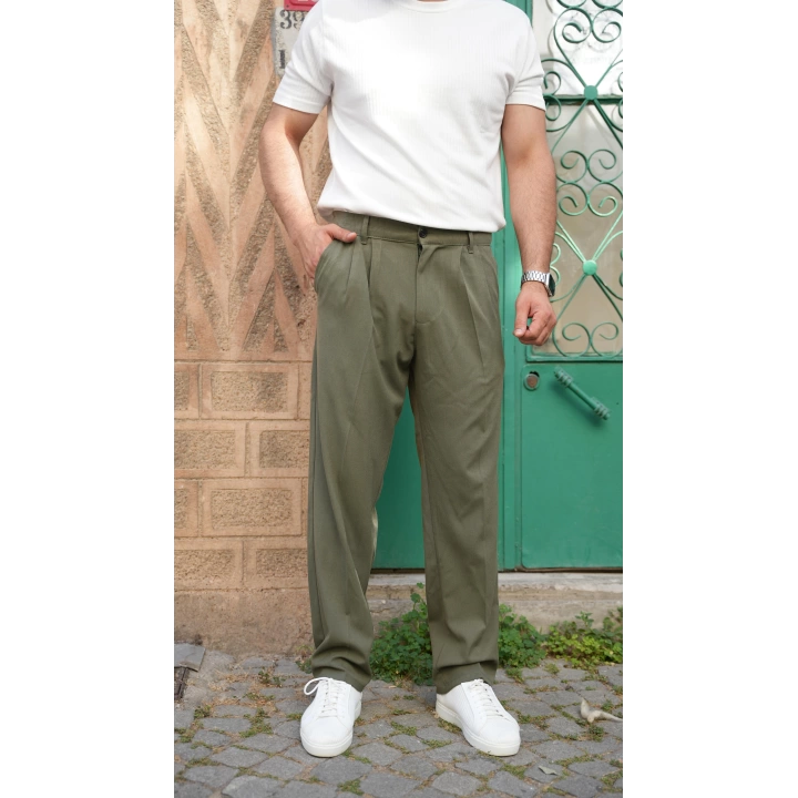 Baggy Kumaş Pantolon Haki