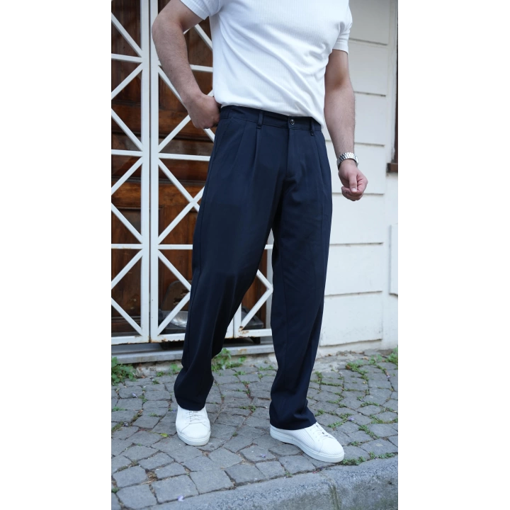 Baggy Kumaş Pantolon Lacivert