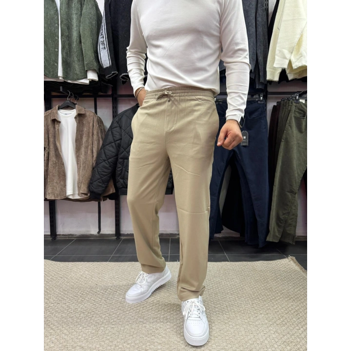 Bel Bağlamalı Regular Pantolon Krem