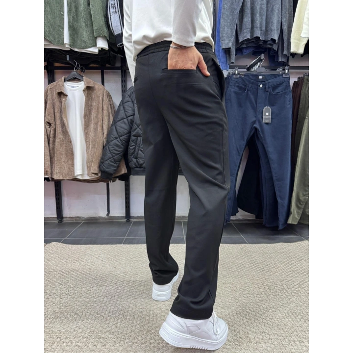 Bel Bağlamalı Regular Pantolon Siyah