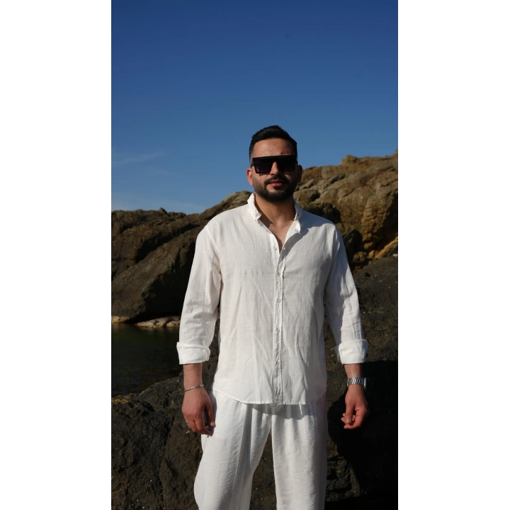 Fresh Keten Gömlek Beyaz
