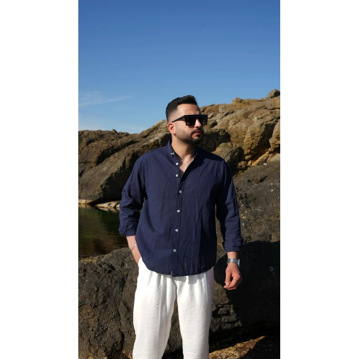Fresh Keten Gömlek Lacivert