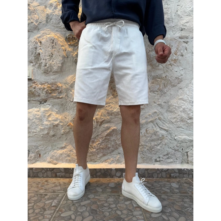 Gabardin Şort Beyaz
