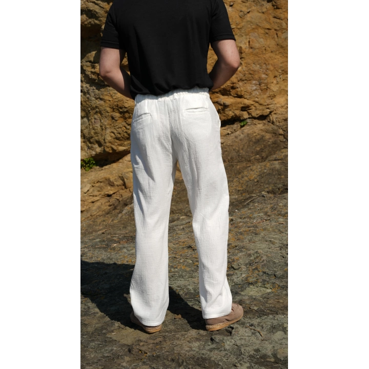 Gofre Pantolon Beyaz