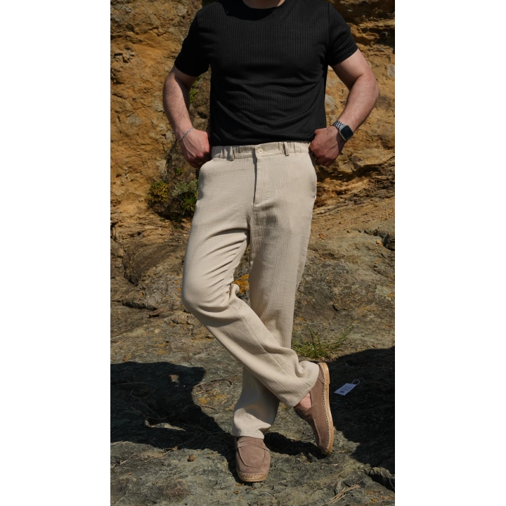 Gofre Pantolon Krem