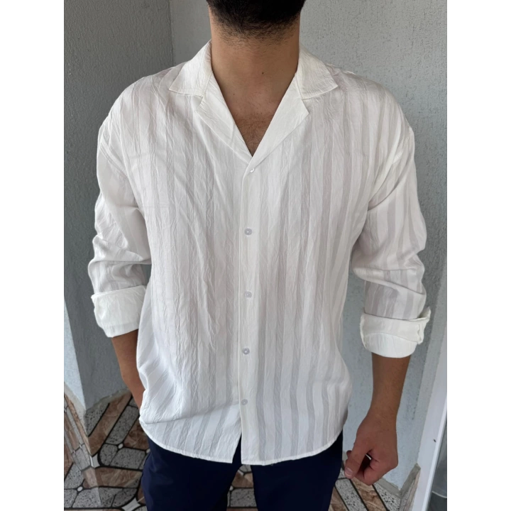 Gömlek Şeritli Beyaz