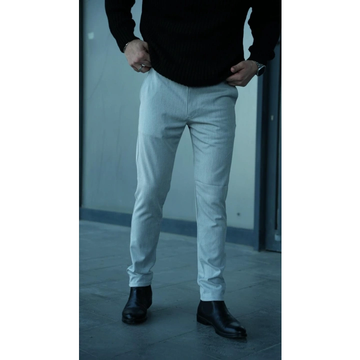 Kalın Kumaş Likralı Pantolon Gri