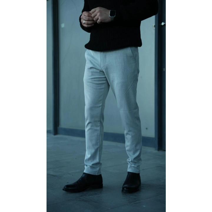 Kalın Kumaş Likralı Pantolon Gri