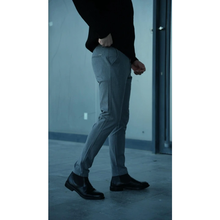 Kalın Kumaş Likralı Pantolon Koyu Gri