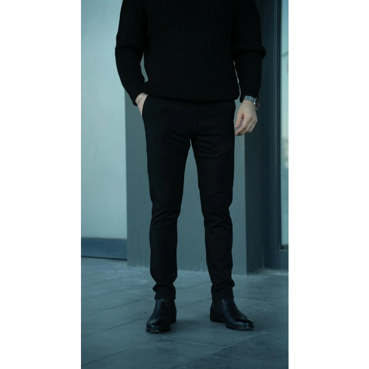 Kalın Kumaş Likralı Pantolon Siyah