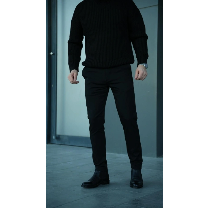 Kalın Kumaş Likralı Pantolon Siyah