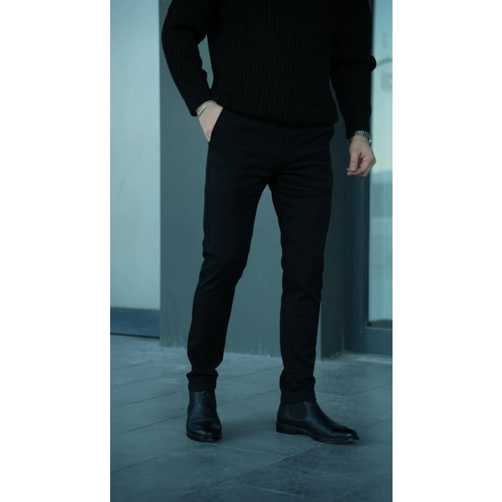 Kalın Kumaş Likralı Pantolon Siyah