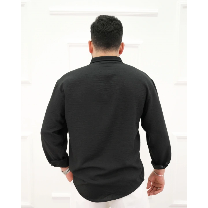 Keten Gömlek Oversize Siyah