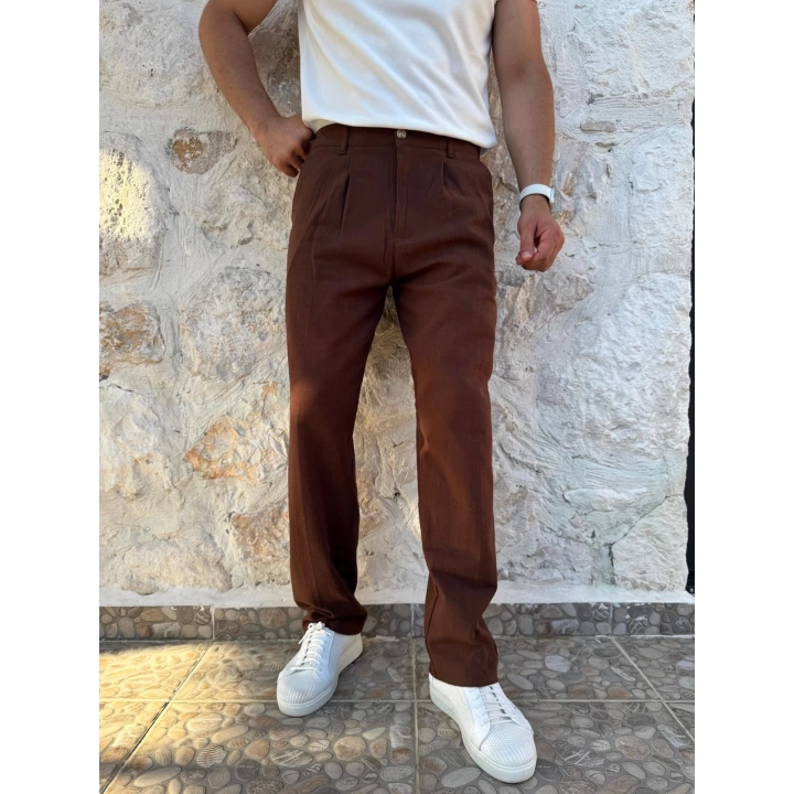 Keten Pantolon Kahve