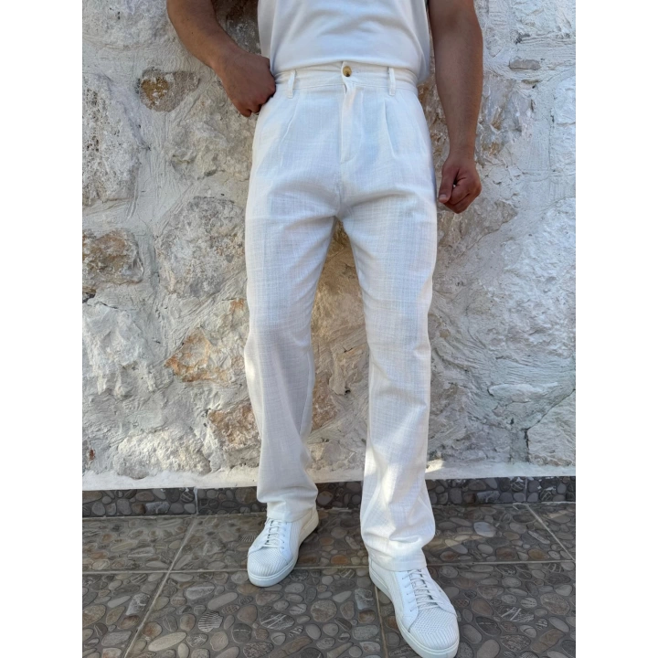 Keten Pantolon Beyaz