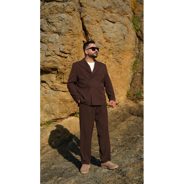 Oversize Kruvaze Takım Acı Kahve