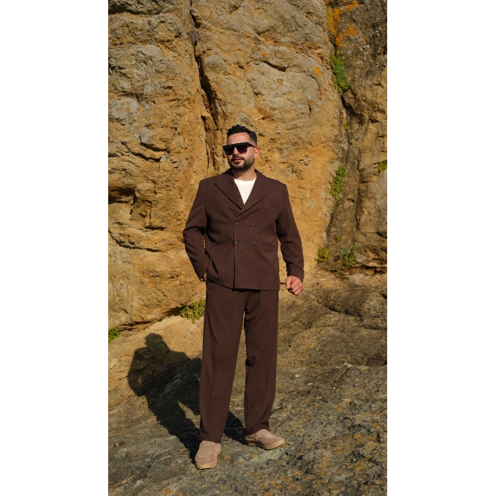 Oversize Kruvaze Takım Acı Kahve