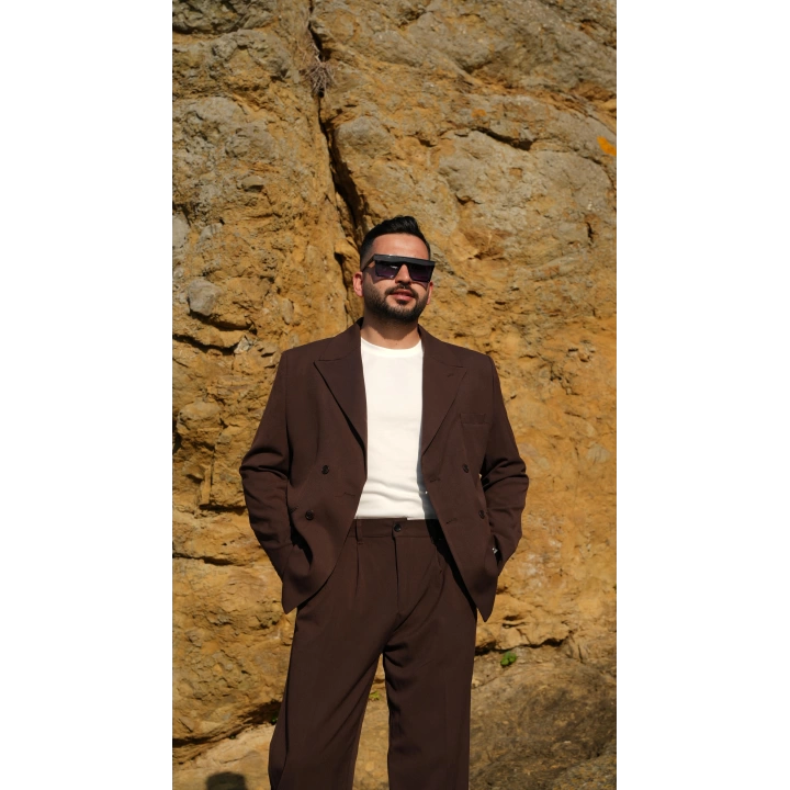 Oversize Kruvaze Takım Acı Kahve