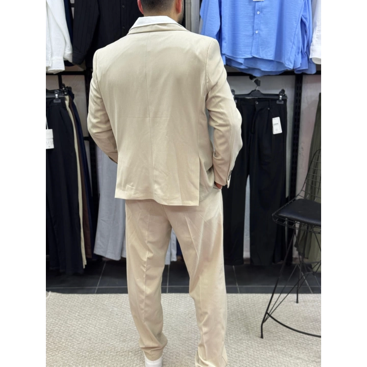 Oversize Kruvaze Takım Krem