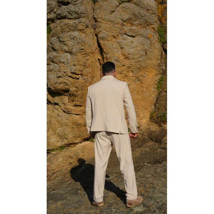 Oversize Kruvaze Takım Krem