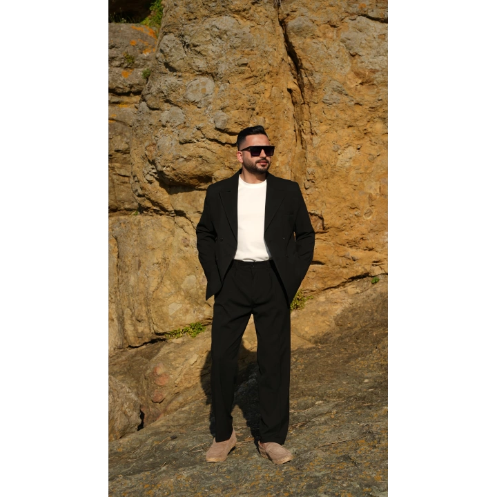 Oversize Kruvaze Takım Siyah