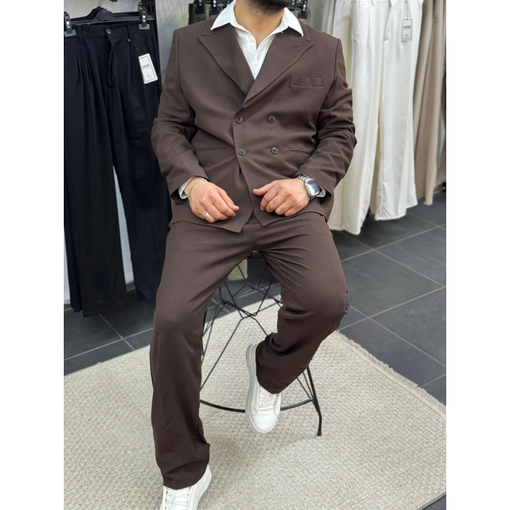 Oversize Kruvaze Takım Acı Kahve