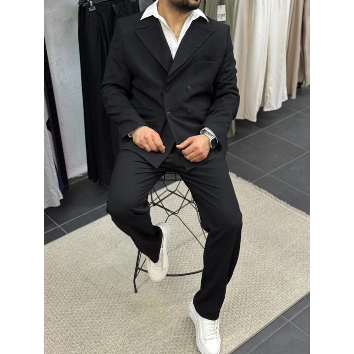 Oversize Kruvaze Takım Siyah