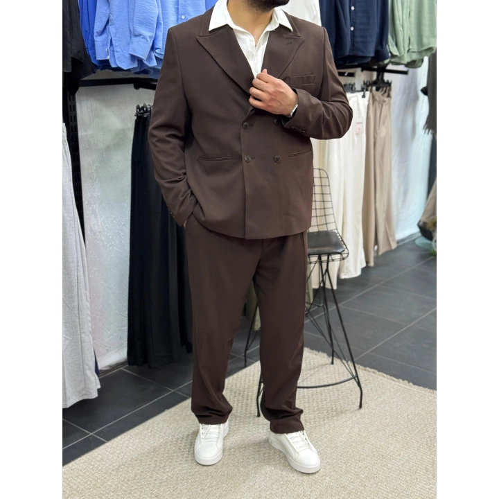 Oversize Kruvaze Takım Acı Kahve