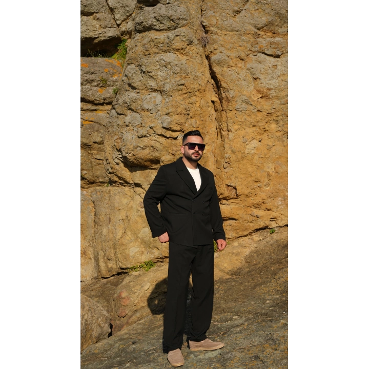 Oversize Kruvaze Takım Siyah