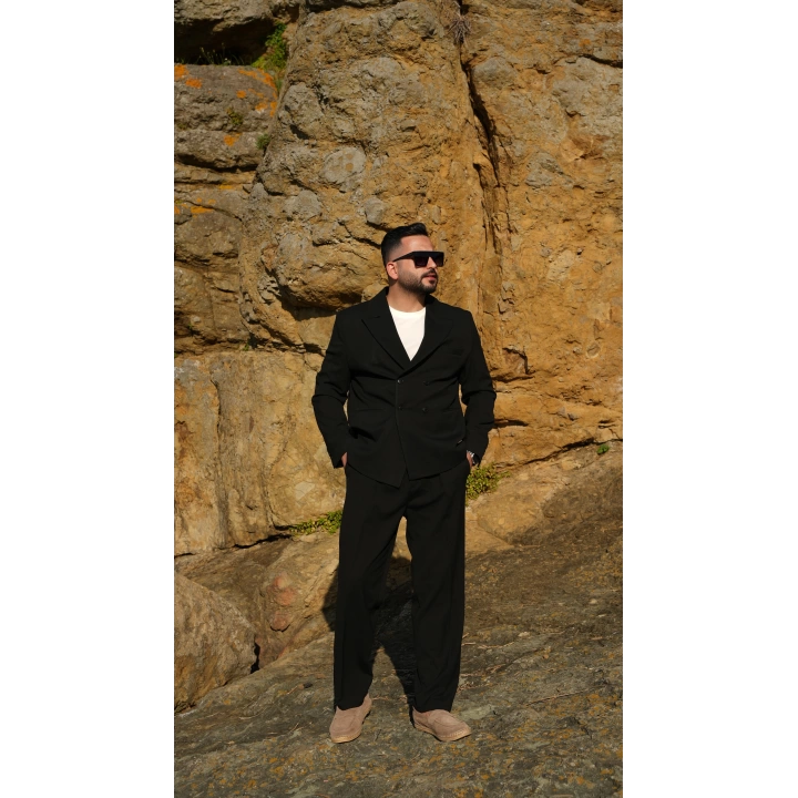 Oversize Kruvaze Takım Siyah