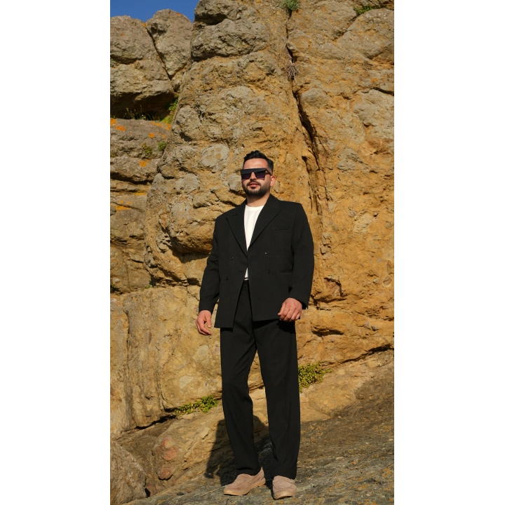 Oversize Kruvaze Takım Siyah