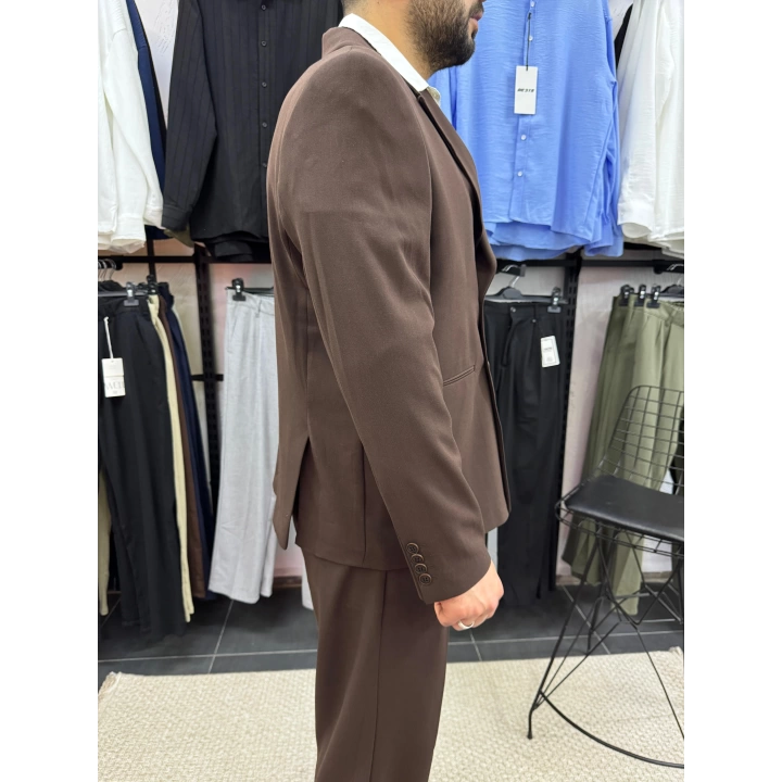 Oversize Kruvaze Takım Acı Kahve