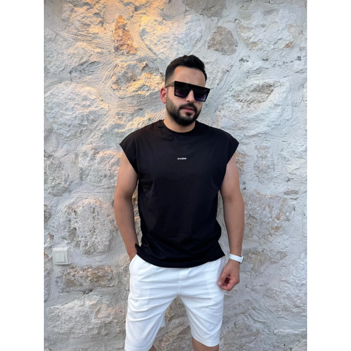 Sıfır Kol Tişört Siyah