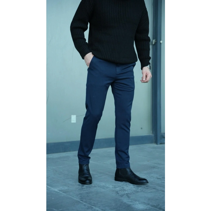 Kalın Kumaş Likralı Pantolon Lacivert