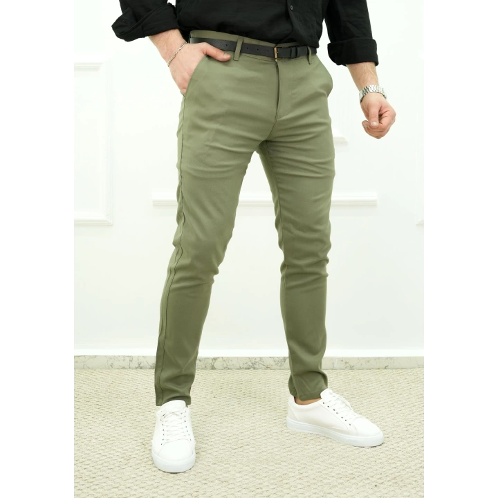 Slimfit Likralı Kumaş Pantolon Çağla Yeşili